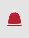 Bode Stripe Merino Wool Pom Beanie In Red