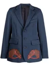 Bode Pony Appliqué Suit Jacket In Blue