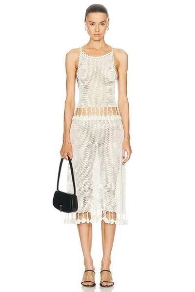 Bode Posy Crochet Dress In Cream