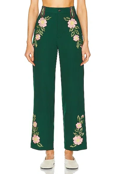 Bode Prarie Rose Trouser In Green
