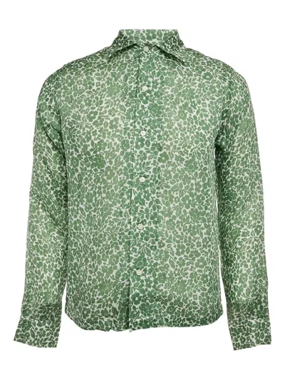 Pre-owned Bode  Floral-print Rayon Shirt In Green