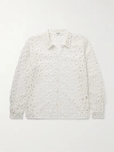 Bode Primrose Lace Cotton Shirt In White