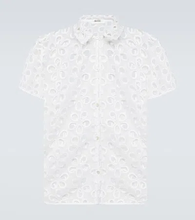 Bode Primrose Floral Lace Shirt In White