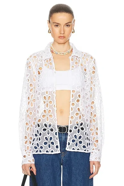 Bode Primrose Lace Long Sleeve Shirt In Natural