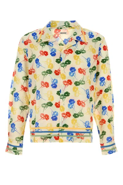 BODE BODE PRINTED COTTON FLOWER STAMP SHIRT