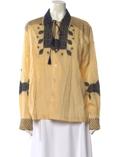 Pre-owned Bode Printed Long Sleeve Button-up Top