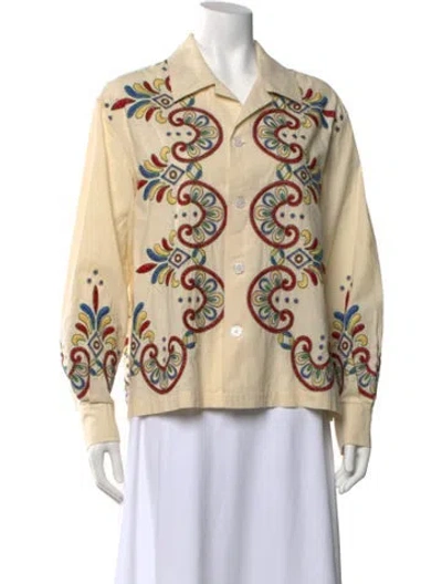 Pre-owned Bode Printed Long Sleeve Button-up Top In Neutral