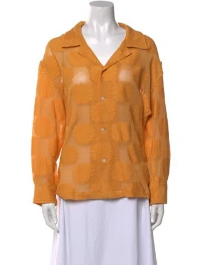 Pre-owned Bode Printed Long Sleeve Button-up Top W/ Tags In Orange