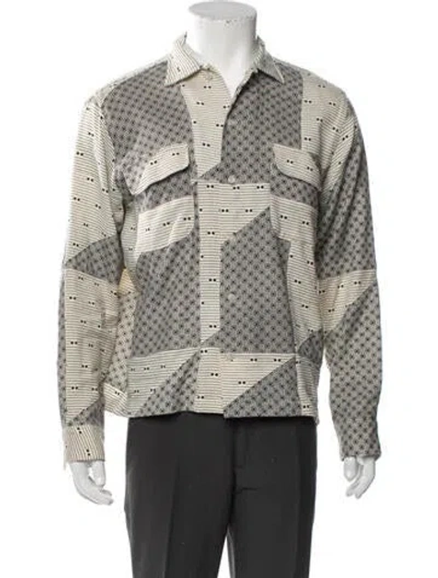 Pre-owned Bode Printed Long Sleeve Shirt In Black