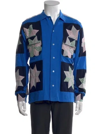 Pre-owned Bode Printed Long Sleeve Shirt In Blue