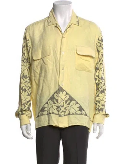 Pre-owned Bode Printed Long Sleeve Shirt In Yellow