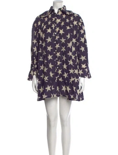 Pre-owned Bode Printed Mini Dress In Purple