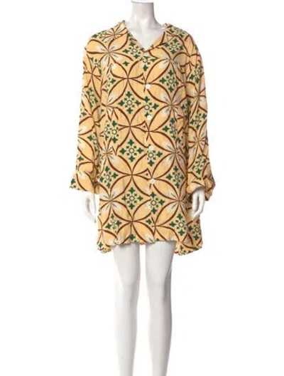Pre-owned Bode Printed Mini Dress In Yellow