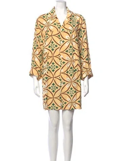 Pre-owned Bode Printed Mini Dress In Yellow