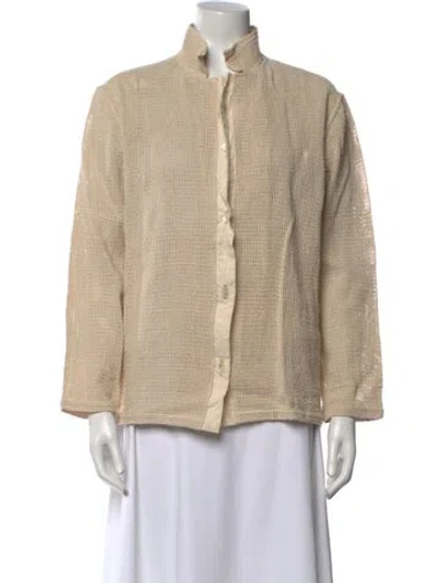 Pre-owned Bode Printed Mock Neck Button-up Top In Neutral