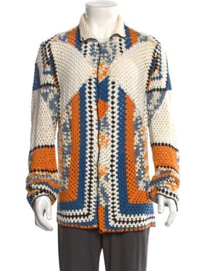 Pre-owned Bode Printed Mock Neck Cardigan In Multi