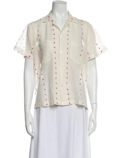 Pre-owned Bode Printed Short Sleeve Button-up Top In Neutral