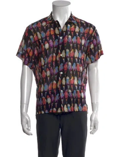 Pre-owned Bode Printed Short Sleeve Shirt In Black