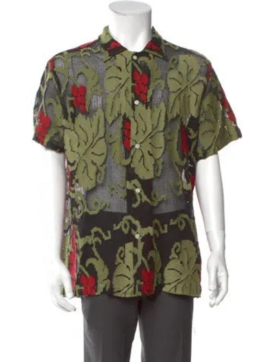 Pre-owned Bode Printed Short Sleeve Shirt In Black