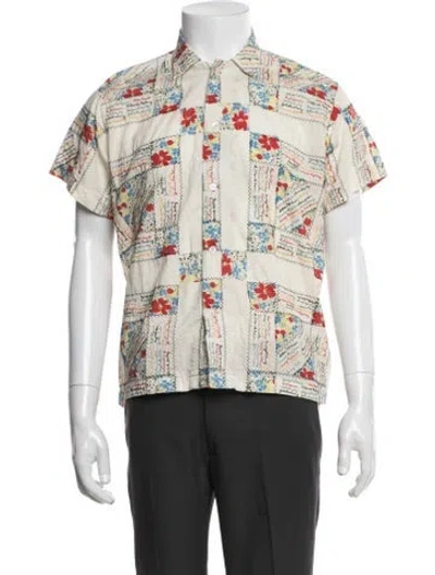 Pre-owned Bode Printed Short Sleeve Shirt In Black