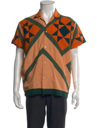 Pre-owned Bode Printed Short Sleeve Shirt In Orange