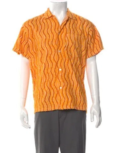 Pre-owned Bode Printed Short Sleeve Shirt In Orange
