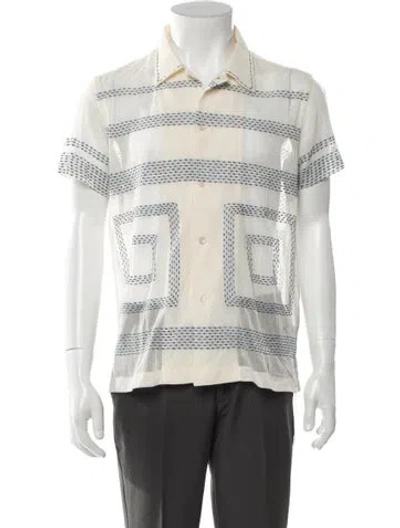 Pre-owned Bode Printed Short Sleeve Shirt In White
