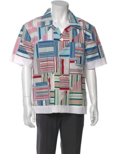 Pre-owned Bode Printed Short Sleeve Shirt In White