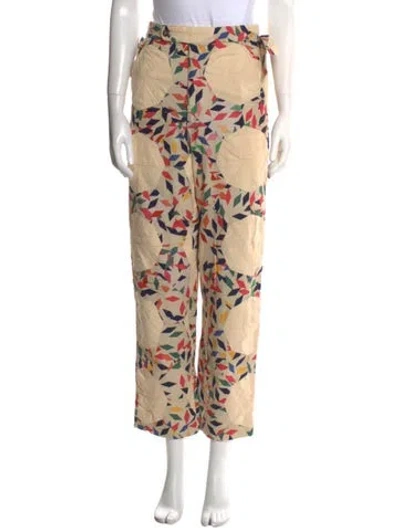 Pre-owned Bode Printed Straight Leg Pants In Neutral