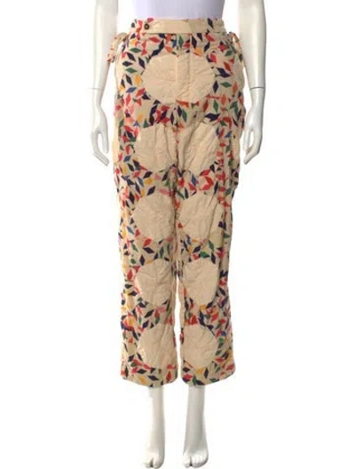 Pre-owned Bode Printed Straight Leg Pants In Neutral