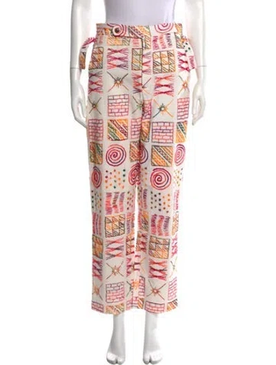Pre-owned Bode Printed Straight Leg Pants In White