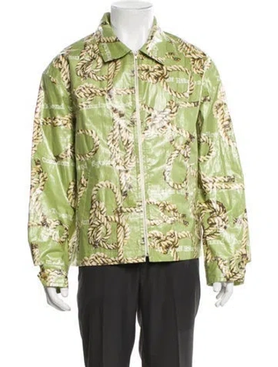Pre-owned Bode Printed Trucker Jacket In Green