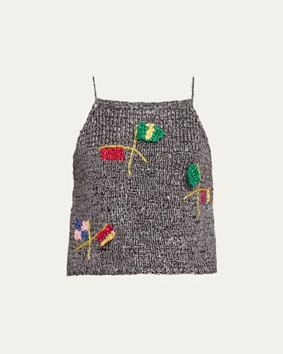 Bode Promenade Raised Flag Crochet Tank Top In Gymlt