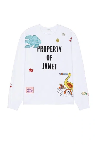Bode Property Of Janet Crewneck In White