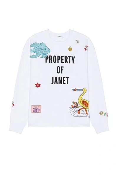 Bode Property Of Janet Cotton Jersey Sweatshirt In White