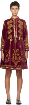 Bode Purple Rothermel Theater Midi Dress In Mauve