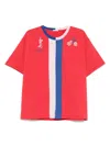 Bode Embroidered Striped Cotton-jersey T-shirt In Red