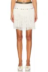 Bode Raffle Beaded Fringe Mini Skirt In White