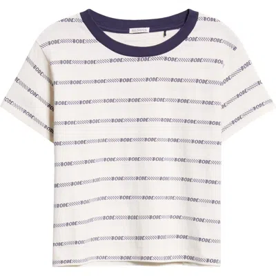 Bode Rec Jacquard Stripe Cotton Logo T-shirt In White Multi