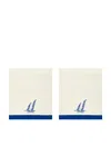 Bode Recreation Sails Dish Towels In White & Blue