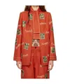 Bode Alumni Embroidered Wool Blend Jacket In Red