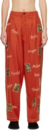 Bode Red Alumni Trousers In Rdmlt Red Multi