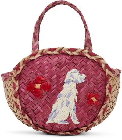 Bode Red Embroidered Picnic Micro Tote