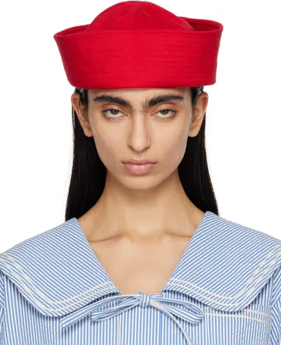 Bode Red Spring Twill Sailor Cap