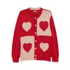 Bode Long-sleeved Knitted Cardigan In Red