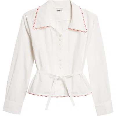 Bode Redbud Cotton Poplin Button-up Shirt In White
