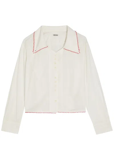Bode Redbud Lace-trimmed Cotton-poplin Shirt In White
