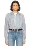 Bode Regatta Stripe Jonas Shirt In Blue Multi