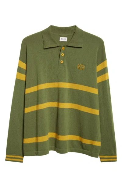 Bode Regis Virgin Wool Polo Sweater In Green