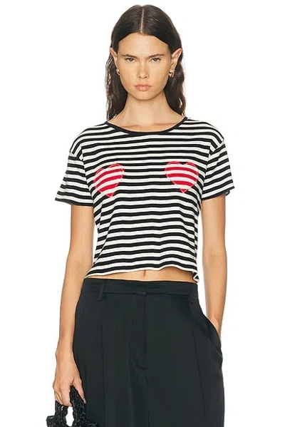 Bode Rib Stripe Heart Tee In Black